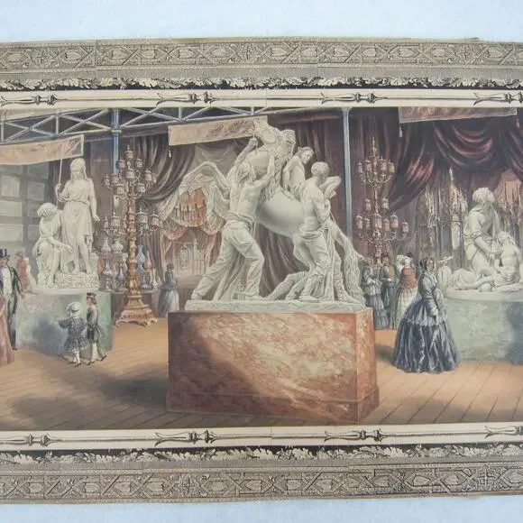 Antique George Baxter Print Great Exhibition 1851 Austria Court RARE